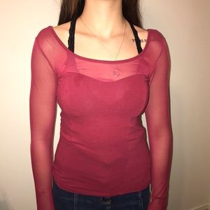 Maroon Sheer Fitted Top